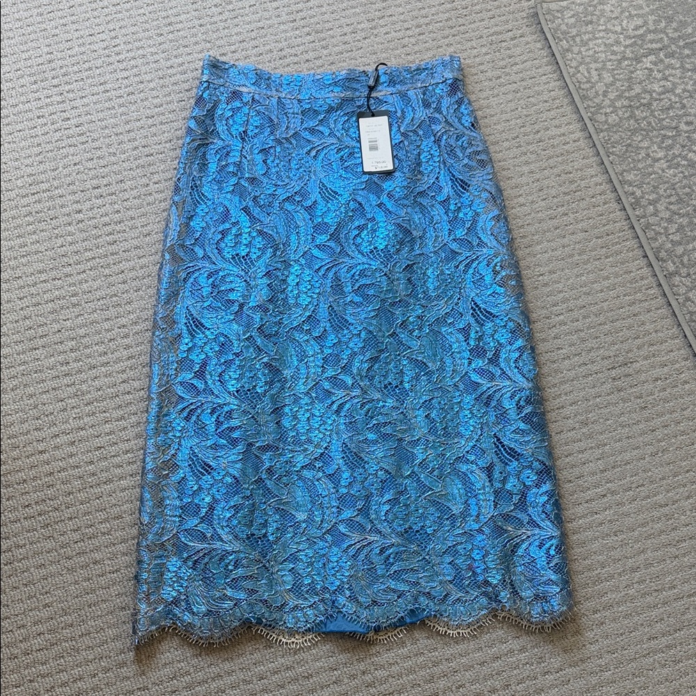 Dolce & Gabbana Teal Blue Lace Pencil Skirts